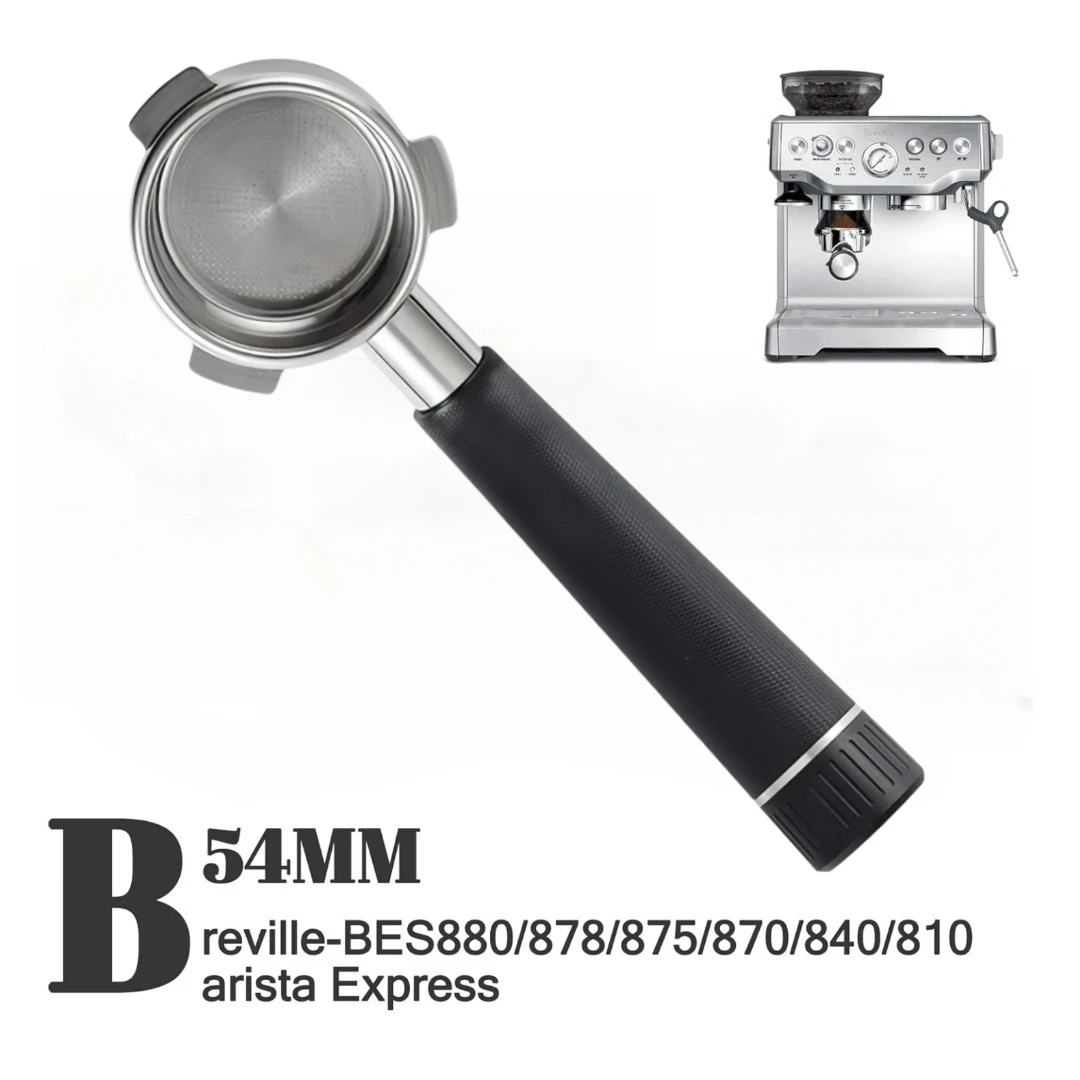 

1pc 54mm Aluminum Alloy Handle Bottomless Portafilter For Breville Barista Express