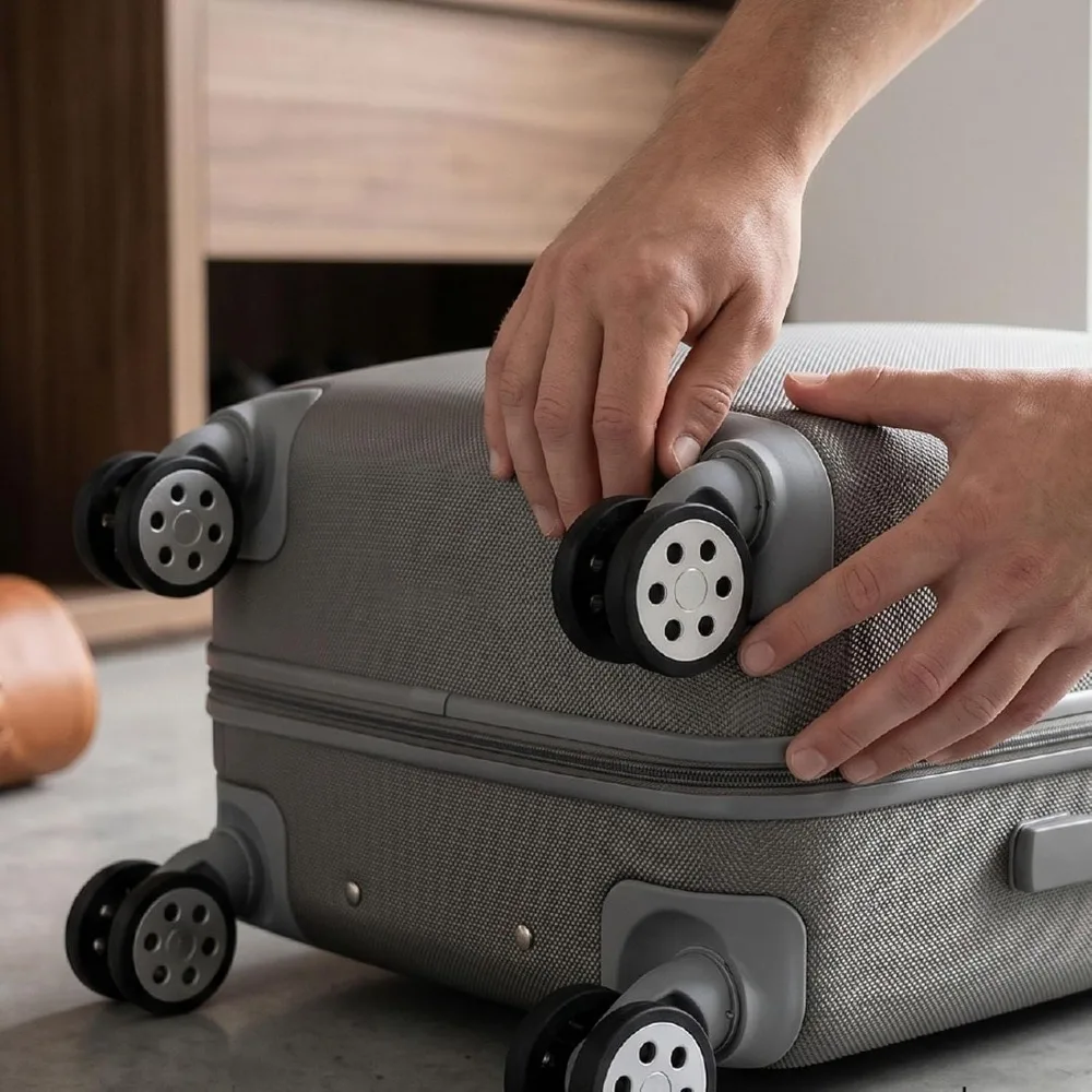 2pcs 12 Screws Included Luggage Replacement Wheels Quiet Rolling Light Gray Swivel Caster Wheels Swivel Travel Suitcase Parts