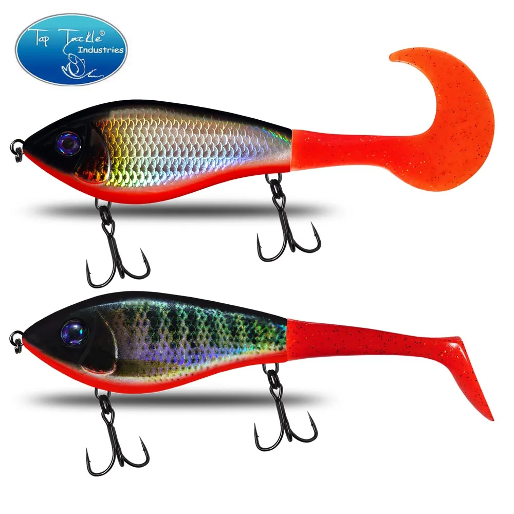 Slow Sinking Jerk Bait With Soft Tail 100mm 76.5g/72g Artificial CF Lure For Musky Pike Slider Bass Fishing Lure Tackle
