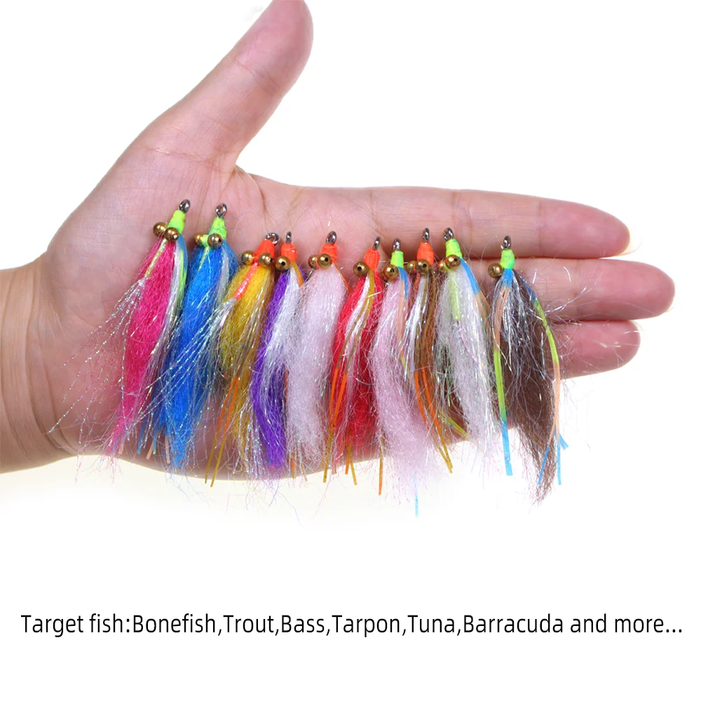 10 Stück # 4 # 2 1/0 2/0 Kettenperlen-Auge Crazy Charlie Fly Bonefish Permit Tarpon Forelle Barsch Salzwasser Streamer Angelköder – Detail 6
