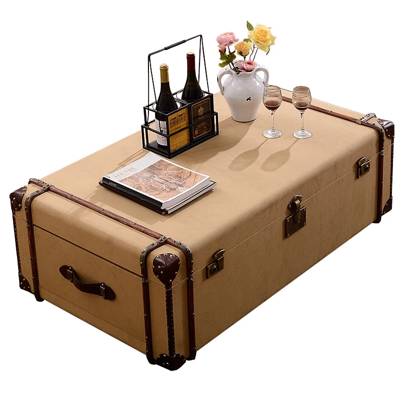 

American storage coffee shop table living room retro leather case studio whiskey cigar bar coffee table KTV meeting