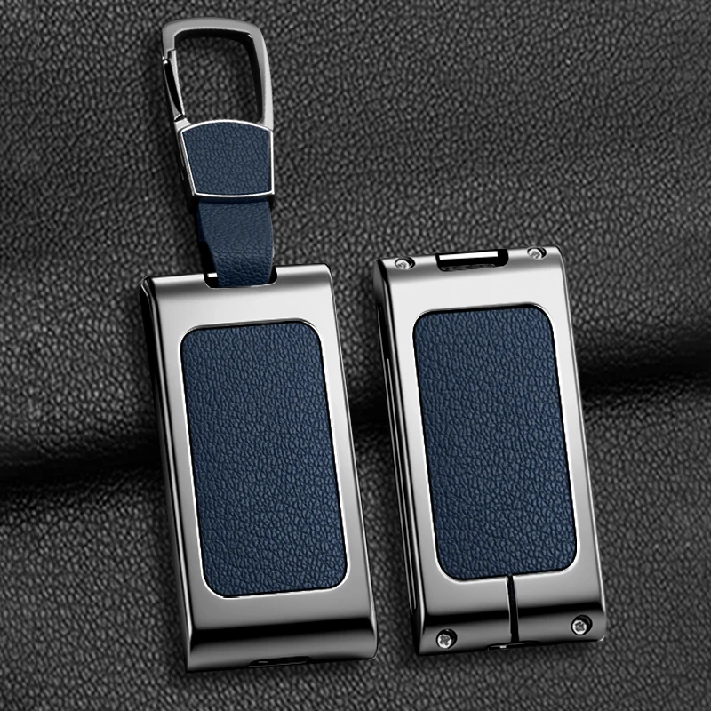 Zinc Alloy Leather Car Remote Key Case Fob Cover Protective Holder Shell For Audi E5 Sportback 2026 Auto Keychain Accessories 3
