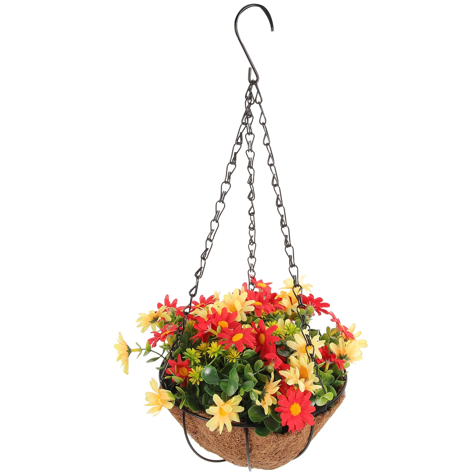 

Coconut Palm Flower Basket Hanging Pots Artificial Flowers Garden Decor Outdoor Ornament Sturdy Planter Weather