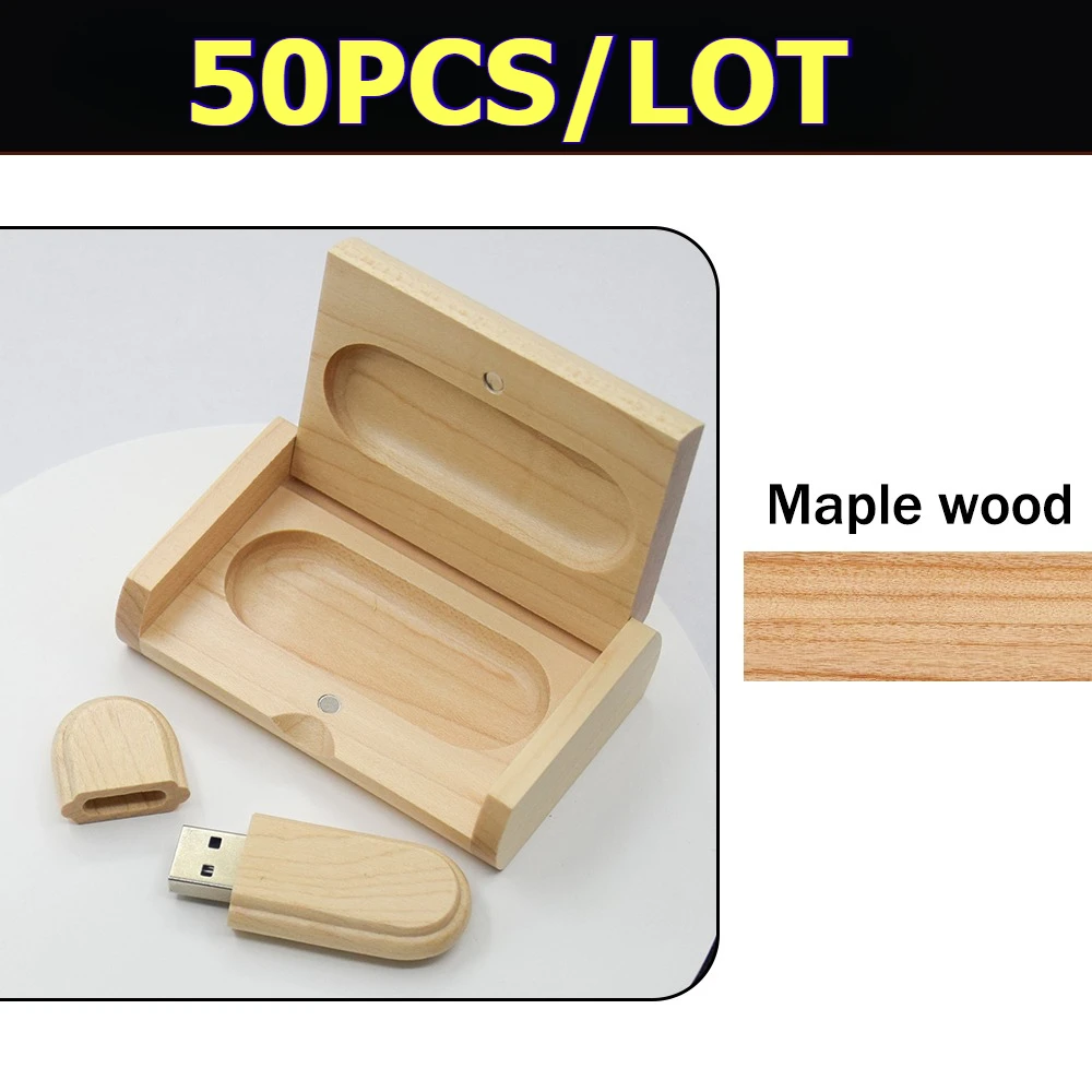 

50pcs/lot Free Logo Wholesale Wood USB Flash Drive 128gb Usb Stick 32gb High-speed Memory Drive for Wedding Photography Gifts