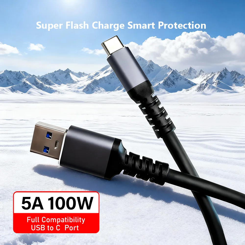 

Кабель для сверхбыстрой зарядки USB 3.0 — Type-C, 100 Вт, 5 А, высокоскоростной кабель для синхронизации данных для iPhone 17 Samsung Xiaomi OnePlus MacBook