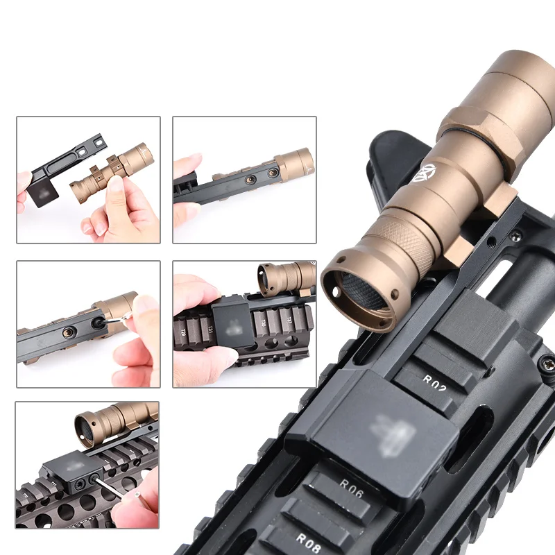 Tactical Offset Adaptive Light Mount Fit 20mm Rail M-Lok Keymod Surefir M600 M300 Weapon Airsoft Accessories Flashlight Base