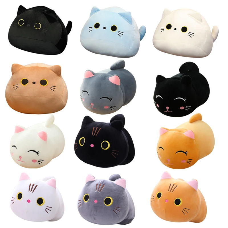 

1pc 18CM Small Cat Plush Toy Stuffed Black Cat Doll Soft Round Cat Plushie Pillow For Children Kids Birthday Xmas Gifts