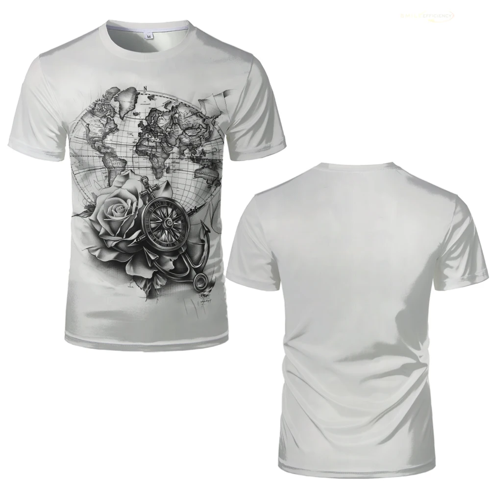 Men's Retro 3D printed T Shirt Anchor Pattern Casual Short-Sleeved Tops Summer Street Trend Men High Quality Clothing ​T-Shirts image 2