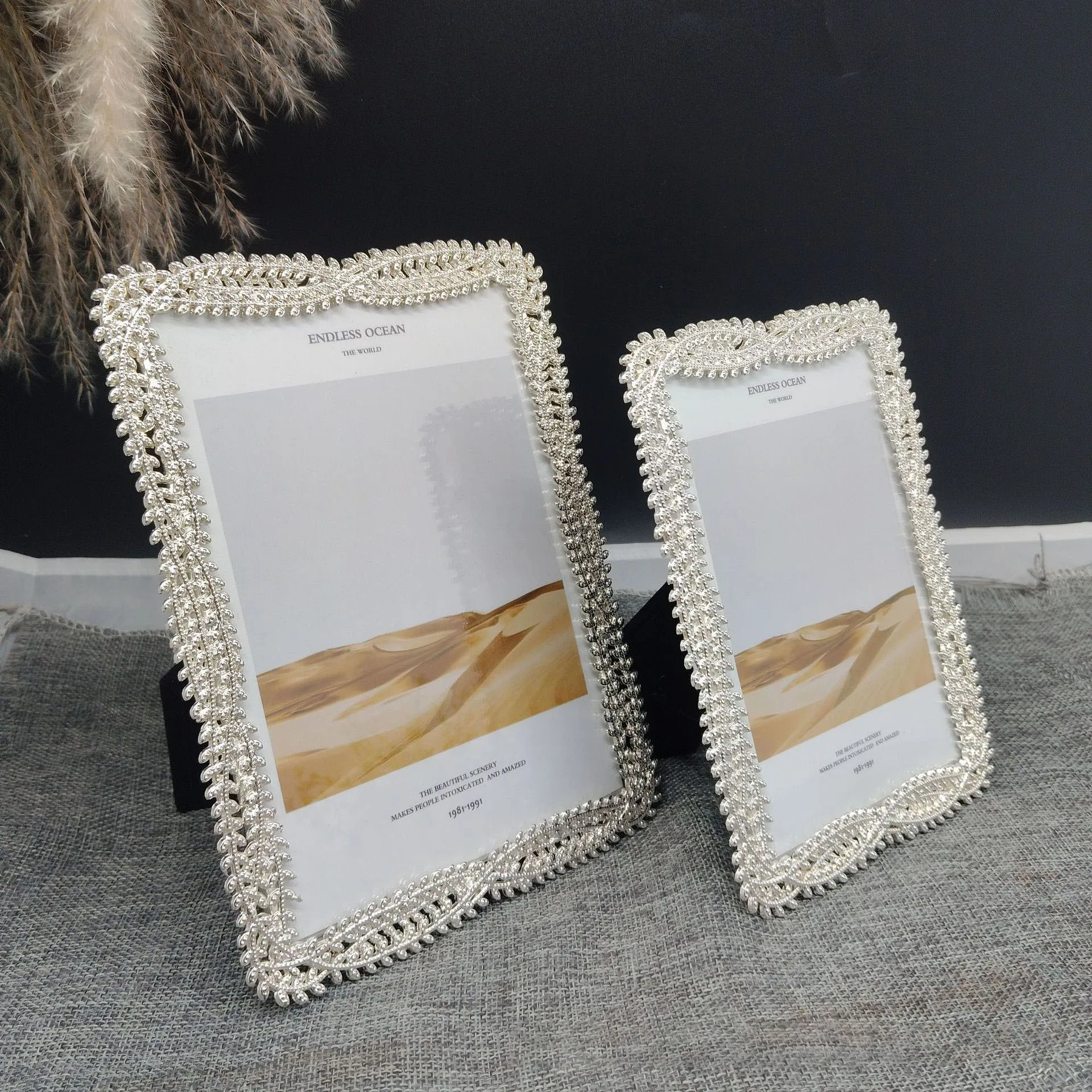 Bamboo Photo Frame - Bingkai Foto Logam Perak 6/7 inci,