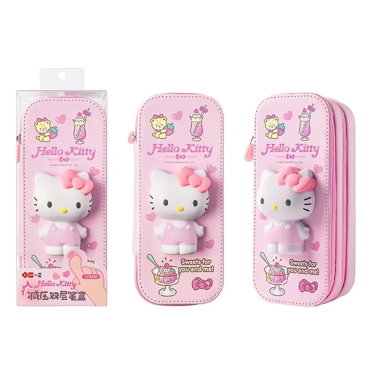 MINISO Sanrio 3D Decompression กระเป๋าดินสอน่ารัก My Melody Kawaii ขนาดใหญ่ความจุดินสอกรณี Cinnamoroll อุปกรณ์โรงเรียน