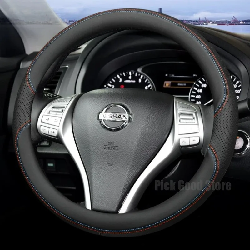 Leather Car Steering Wheel Cover For Nissan Qashqai Micra Tiida Y61 Pathfinder Juke Sunny Serena C26 2025 2026 Car Accessories