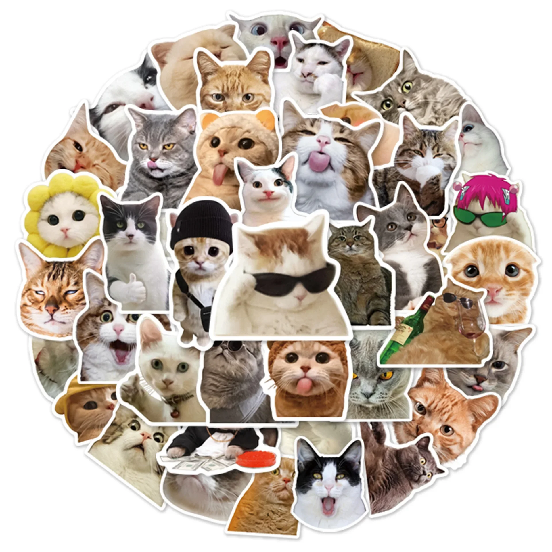 10/30/50Pcs Funny Cat Waterproof Graffiti Sticker Aesthetic Decorative Luggage Cup Guitar Laptop Phone Notebook Kids Stickers