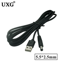2M 1M DC Power Plug USB Convert To 5.5*2.5mm/DC 5.5x2.5 White Black L Shape Right Angle Jack With Cord Connector USB Cable