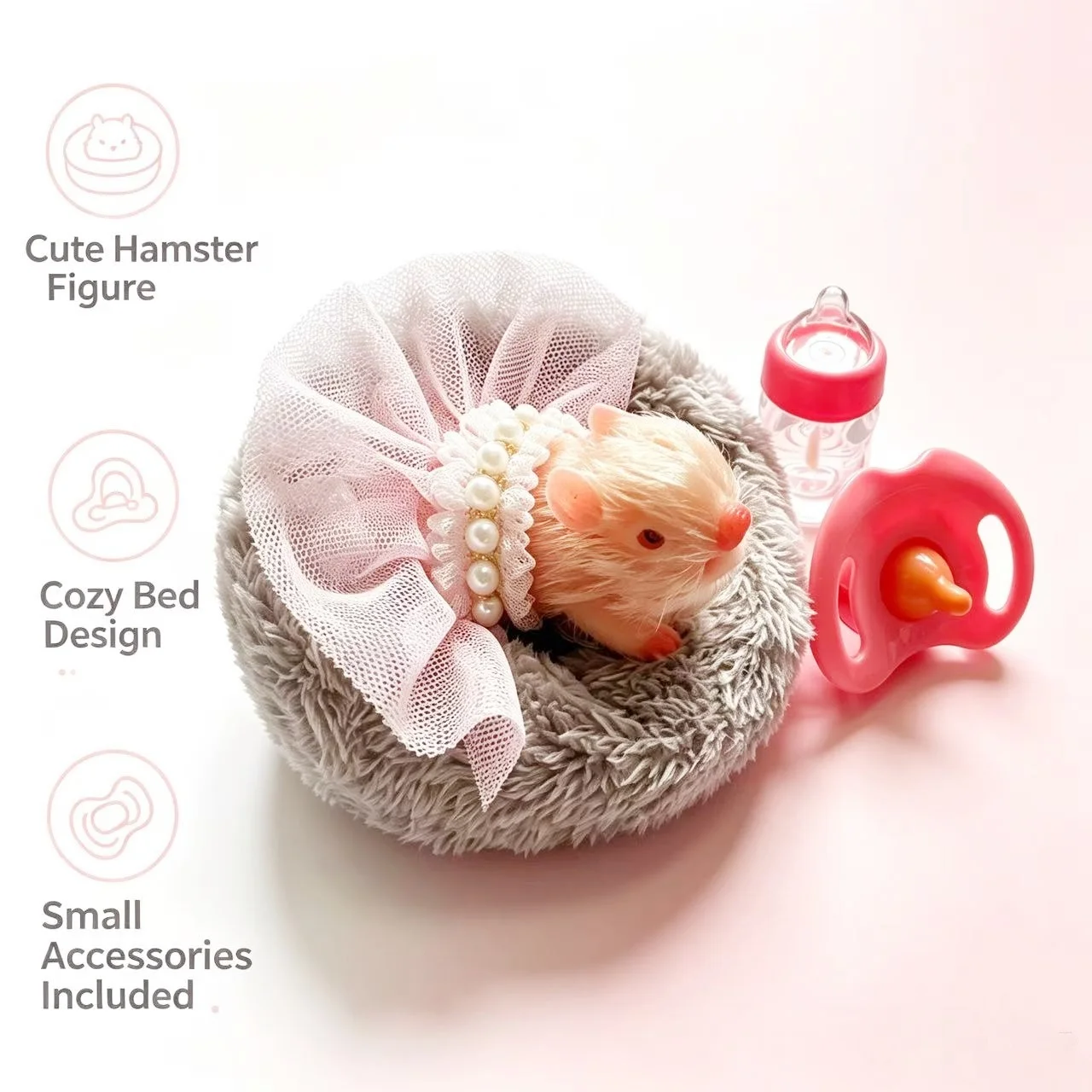 3.3 Inch  Silicone Piglet Soft Cute Mini Realistic Animals with Accessories Lifelike Reborn Newborn Pig Doll Decompression Toy
