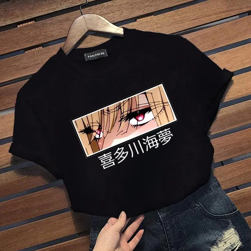 Women's New Fashion Anime Kitagawa Marin Eye Print T-Shirt Casual Outdoor Street Anime Harajuku T-Shirt Tops Shirt