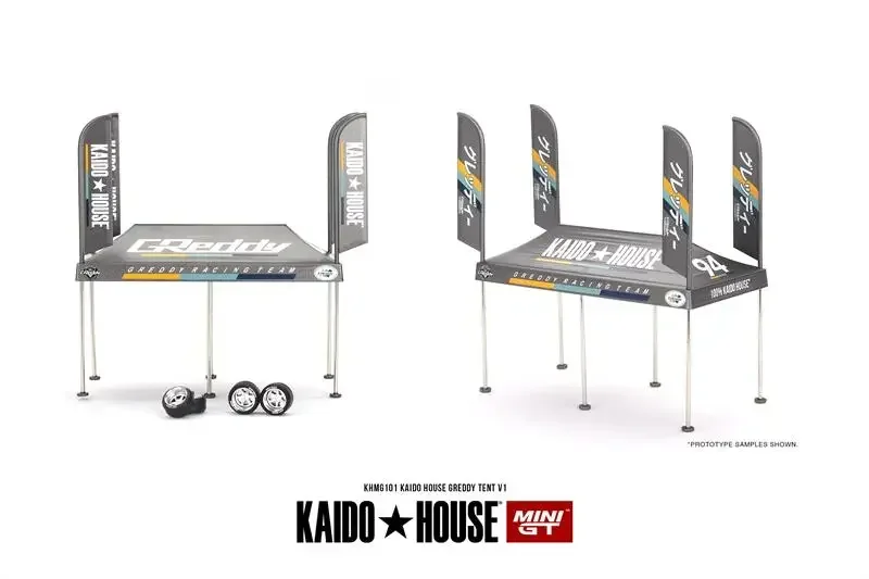 Kaido House x MINI GT 1:64 GREDDY Tent V1 / Fairlady Z / Street 510 / GT-R R34 Diecast Model Car