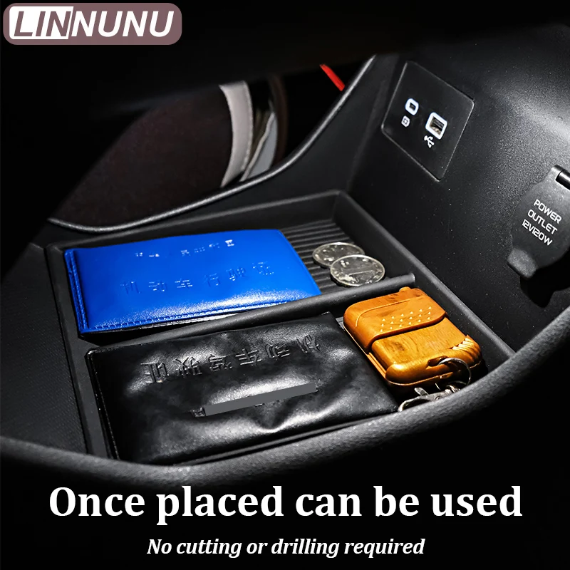 LINNUNU Central Control Lower Storage Box TPE For Geely Monjaro KX11 Manjaro Central Armrest Organizer Auto Interior Accessories