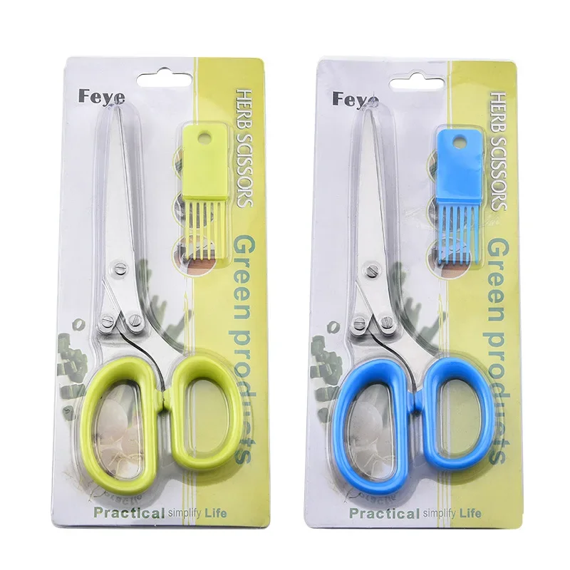 3 / 5 Layer Multi-functional Vegetable Salad Chopping Stainless Steel Scallion Scissors Kitchen Cutter Shears Accessories