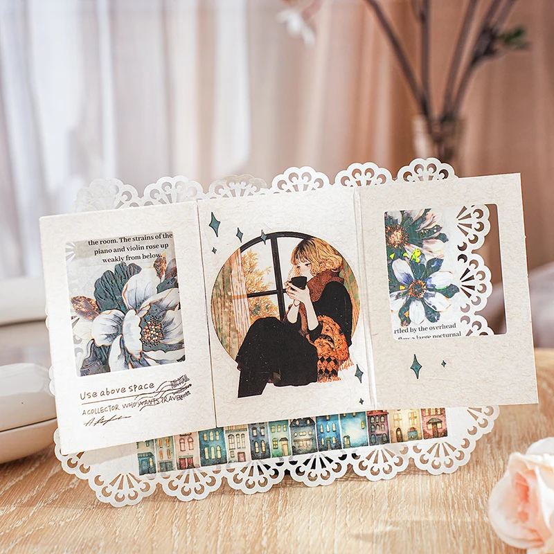 1roll Tape Weekend Window Sill Series Leisure Character Window PET Tape Decoration Notebook Photo Frame Stationery DIY Stickers