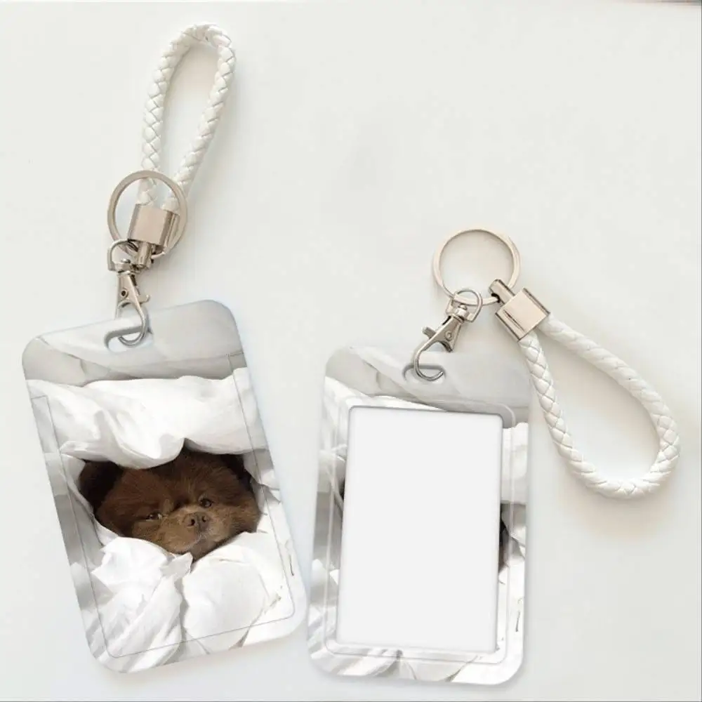 Cute Pomeranian Dog ID Card Holder Plastic Card Case For Doctor Nurse Student Bank Credit Card Pet Lovers Brown Puppy Gift