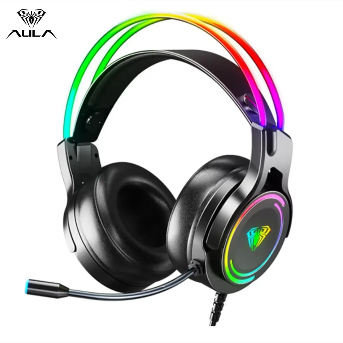 

AULA S506 Gaming Headset with HD Flexible Mic Wired Headphones RGB Heavy Bass Noise Cancellation Headphones Gaming Accessories