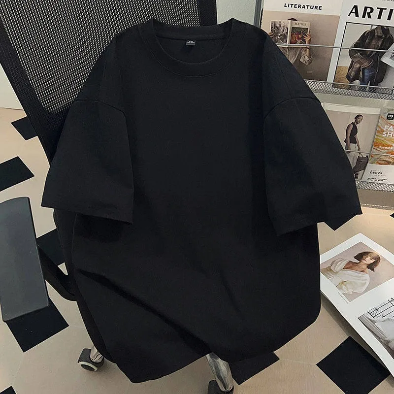 

Simple solid color high-end fashion pure cotton T-shirt for men and women 2026 loose casual versatile couple top