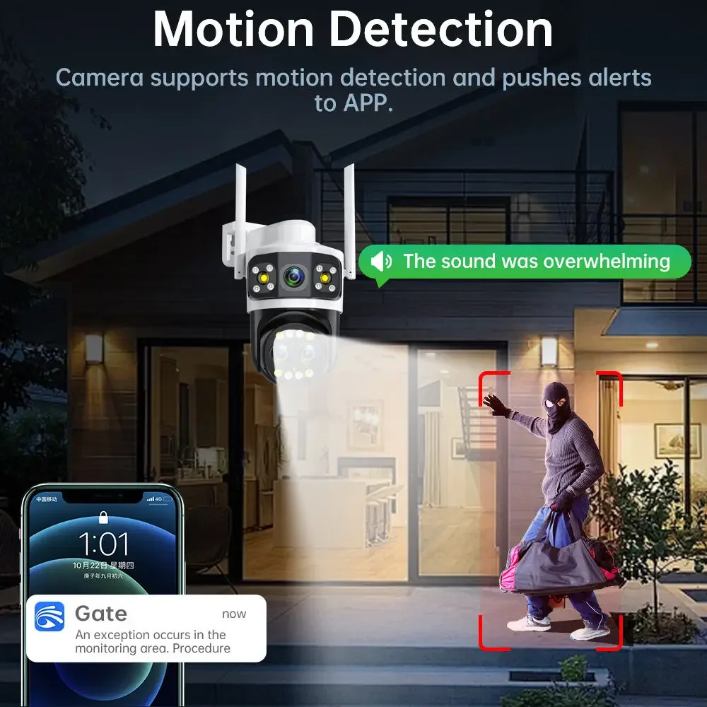 Imagem -02 - Câmera de Vigilância Externa de Continuidade de Falta de Energia Zoom de 10x Câmera ip de Segurança Wifi Lentes Telas Detecção de Movimento Rastreamento Automático