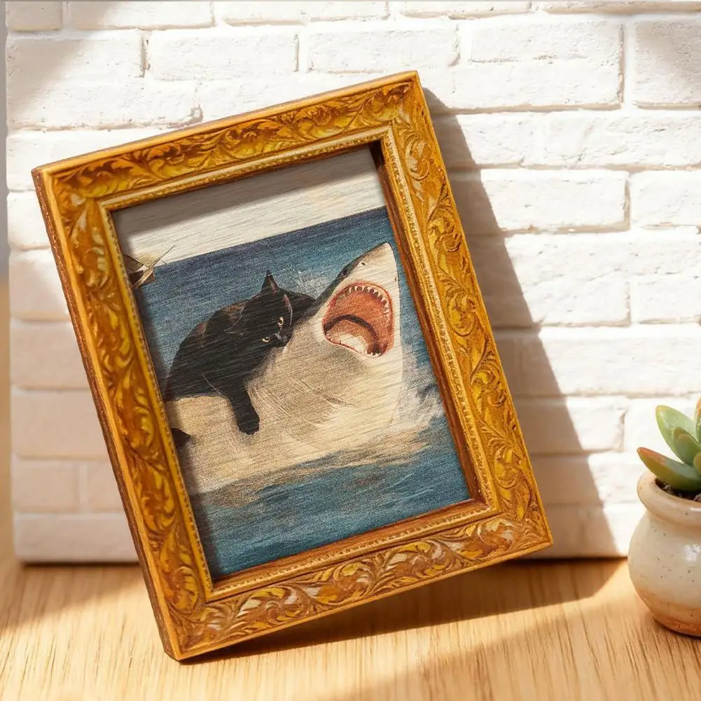 Funny Cat Shark Art Fridge Magnet, Retro Styleunique Artistic Design Secure Magnetic Hold Gift for Animal Lovers Home Decoration