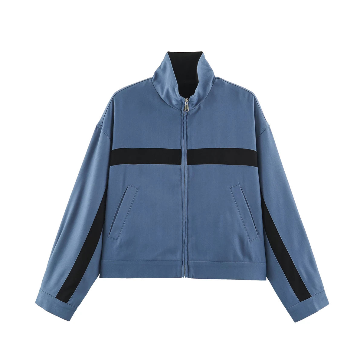 BSAY 2026 Damen-Jacke mit Stehkragen, Farbblock-Design, Reißverschluss, Kontraststreifen, Langarm, Locker Geschnitten, Kurze Sportliche Freizeitjacke – Detail 11