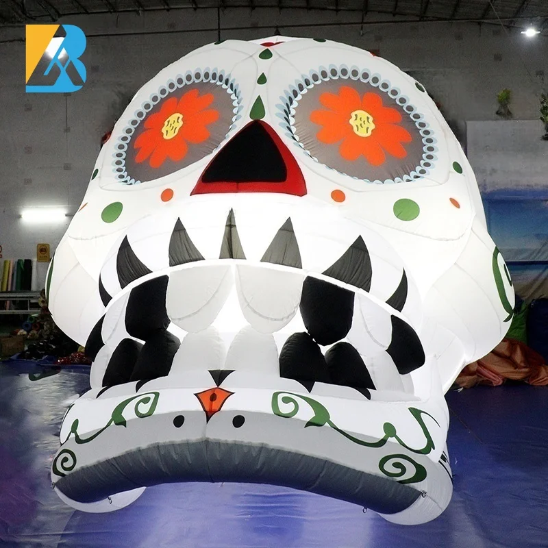 Bespoke LED Lighting Giant Inflatable Skull for Halloween Blow up Lawn Decorations Toys