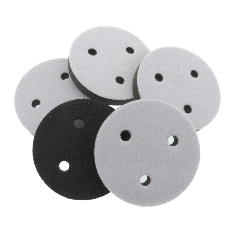 5Pcs 3 Inch Soft Foam Interface Sponge Pad Hook and Loop Backing Cushion Pads for Car Auto Body Sanding Discs Orbital Sander