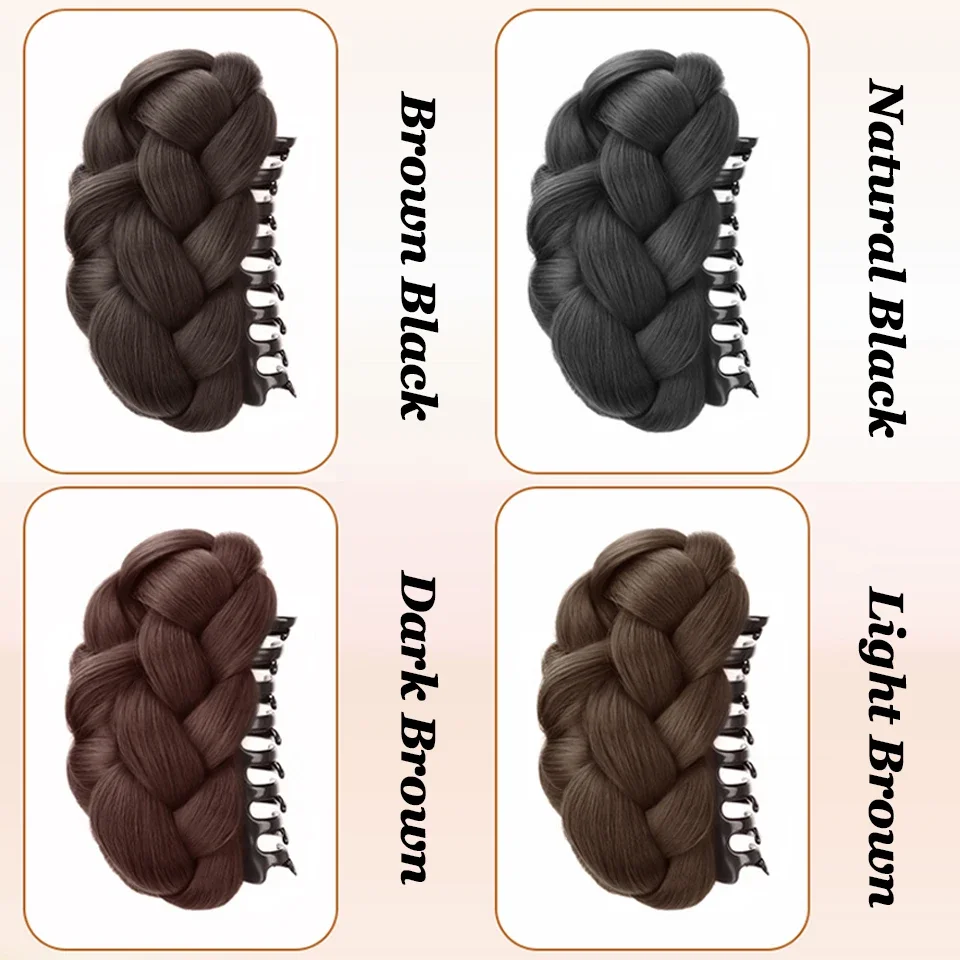 สังเคราะห์ Chignon แป้งทอด Twists Ball ผม Bun Claw คลิปดอกไม้ Bud หัวปุยจานผมกลับหัววิกผมสําหรับผู้หญิง