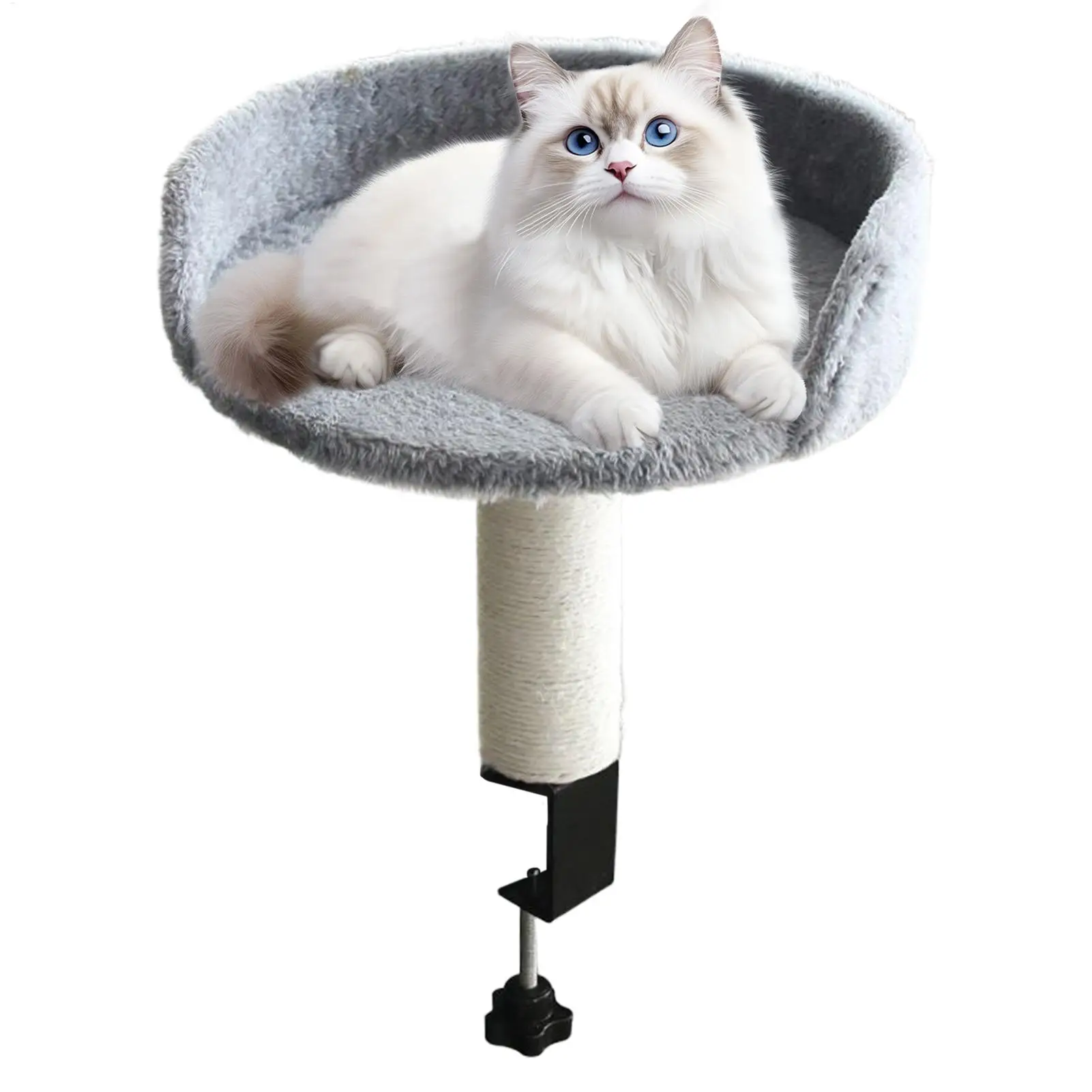 

Крепящаяся к столу лежанка для кошек с вращением на 360°, регулируемая, мягкая, для котят и домашних животных, для использования внутри помещений