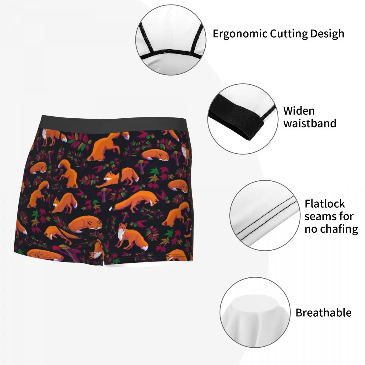 Boxer Underpants Shorts Forest Fox Panties Men Comfortable Underwear for Homme Man Boyfriend Gift view 4