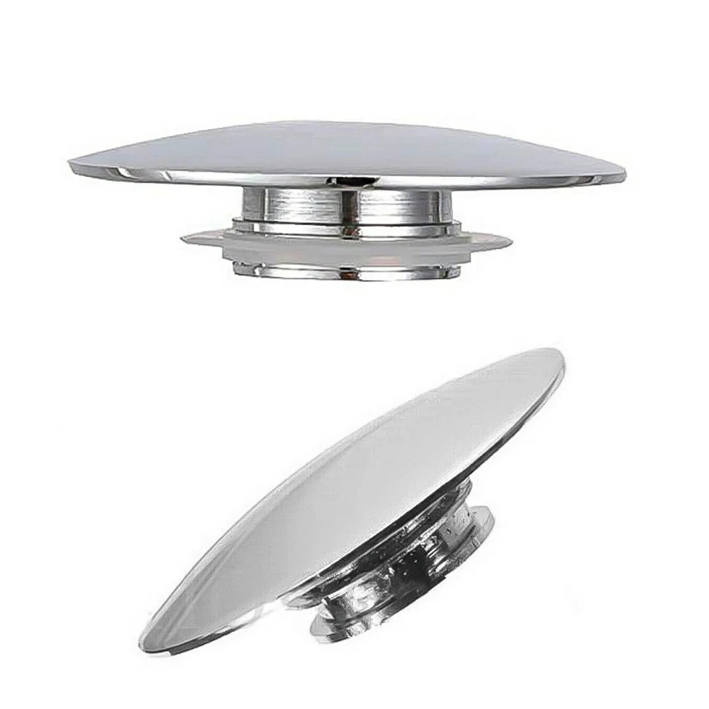 Silver Chrome Basin Waste Sink Plug 66mm PopUp Cap Click Clack Push Button Replacement Part for Bathroom Sink Drain Stopper