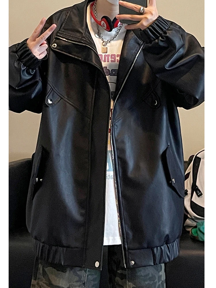 

Мужская мотоциклетная куртка Rebellious: Новая осенне-зимняя модель в американском винтажном стиле, модный бренд Haome, кожаная куртка из ПУ для гонок