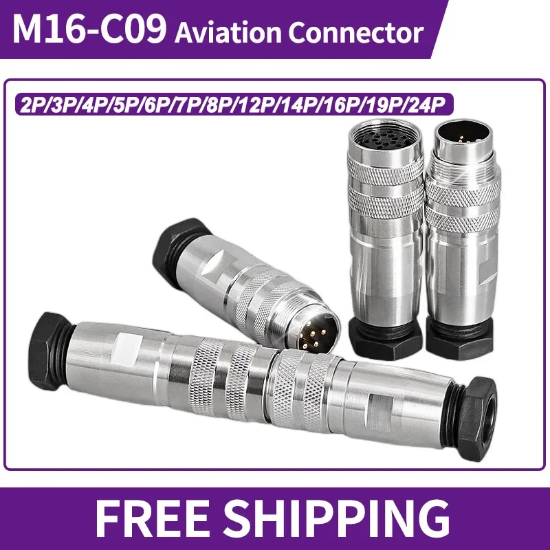 

2/5/20Sets M16 Aviation Plug Socket Metal Shield Waterproof Male Female Head C09 / J09 TS / TRS Dedicated Sensor Connector 2-24P