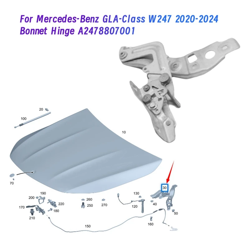 

1Pair Front Bonnet Hood Hinge For Mercedes-Benz GLA-Class W247 2020-2024 Bonnet Hinge A2478806901 A2478807001