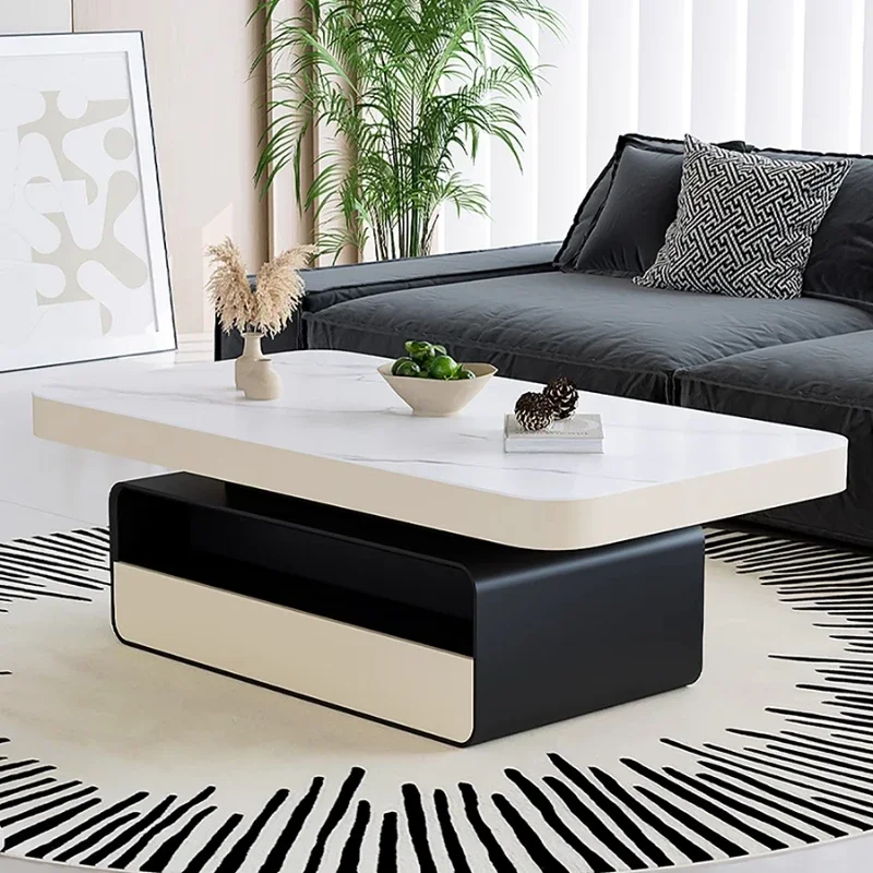 

Italian Rectangular Coffee Table Household Drawer Storage Black Coffee Table Minimalist Room Mesa De Centro Sala Home Furniture