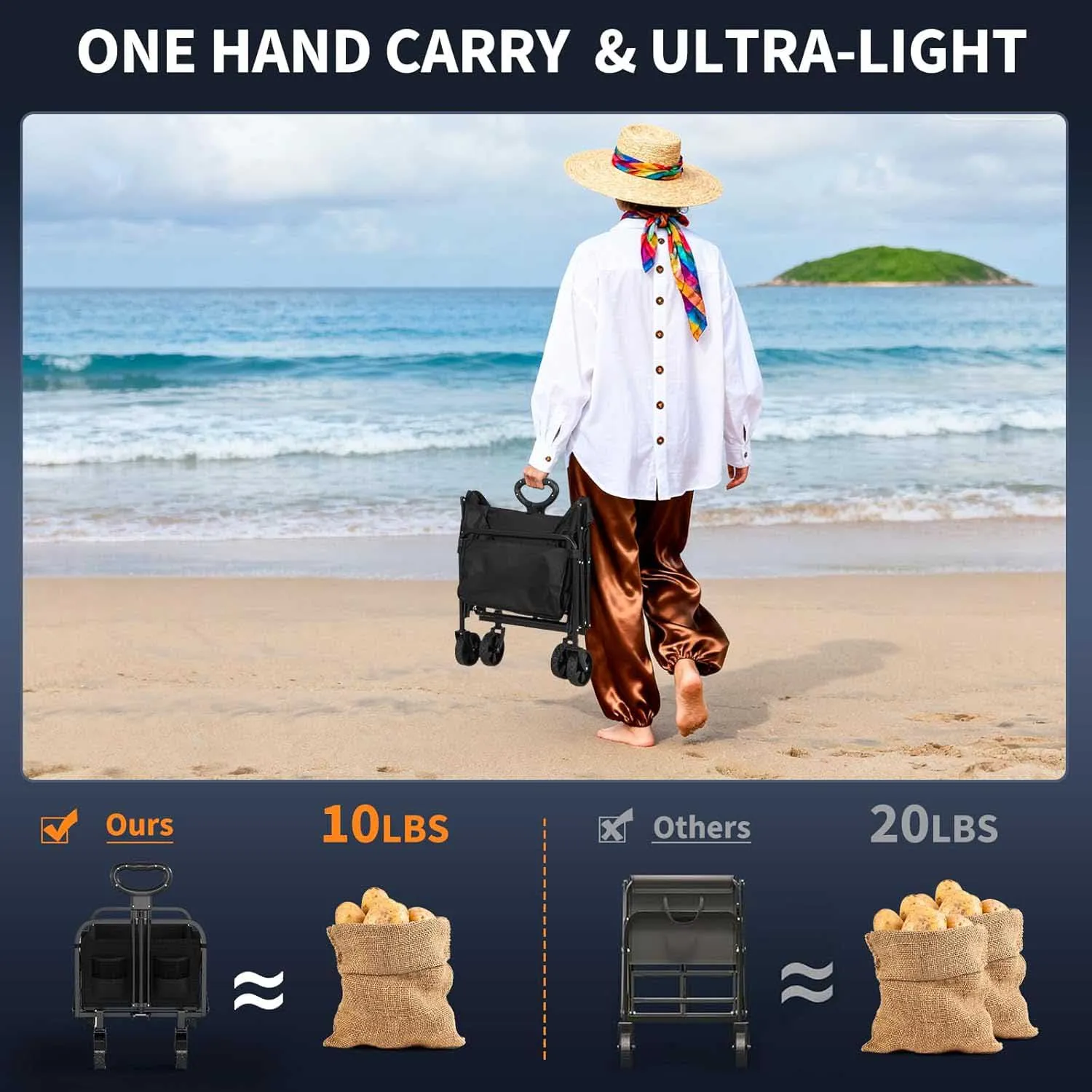 عربة عربة الحديقة المحمولة عربة التخييم خفيفة الوزن قابلة للطي عربات عربة التخييم في الهواء الطلق الشاطئ التسوق عربة المرافق #6