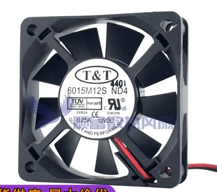 T&T 6015M12S DC 12V 0.25A 60x60x15mm 2-Wire Server Cooling Fan