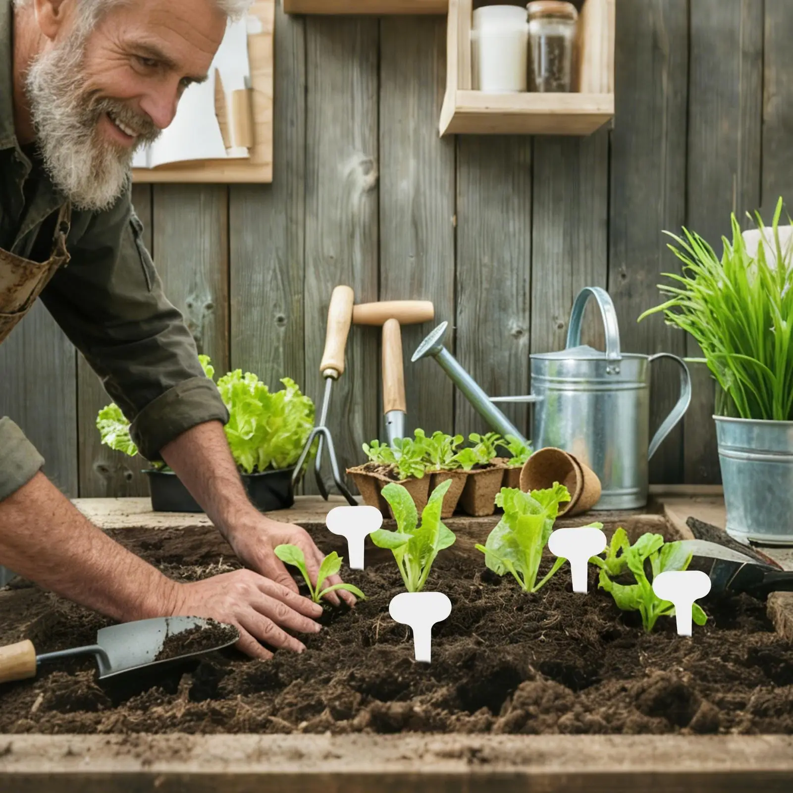 100pcs White Plastic PVC Plant Tags T Type Marker Nursery Garden Label Seedling Tray Pots Decoration Garden Labels
