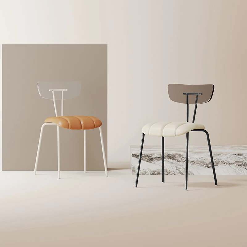 

Italian Dining Chair Light Luxury Home Dining Single Acrylic Leather Chair Internet Celebrity Eating Silla Comedor Furniture