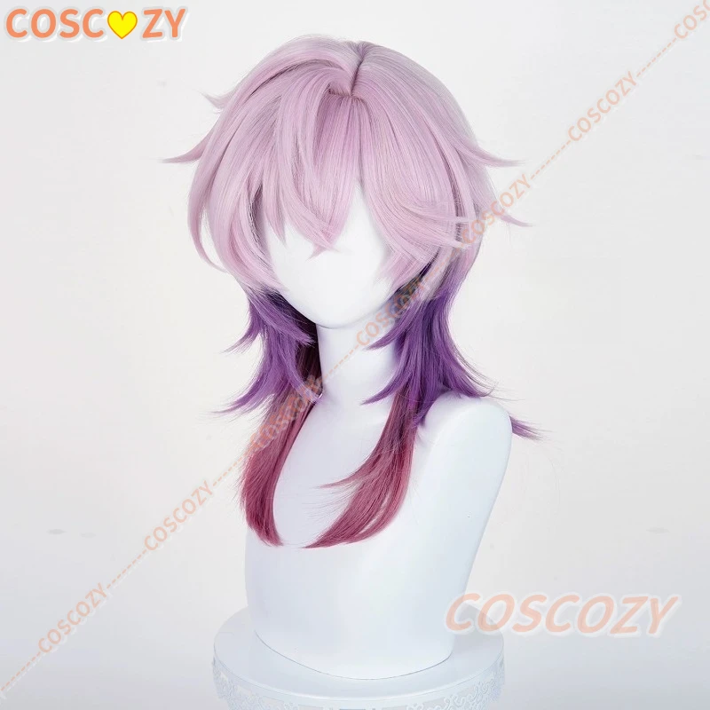 Genshin impacto durin peruca cosplay roxo cabelo longo fibra resistente ao calor festa de halloween para mulheres peruca masculina com touca peruca grátis