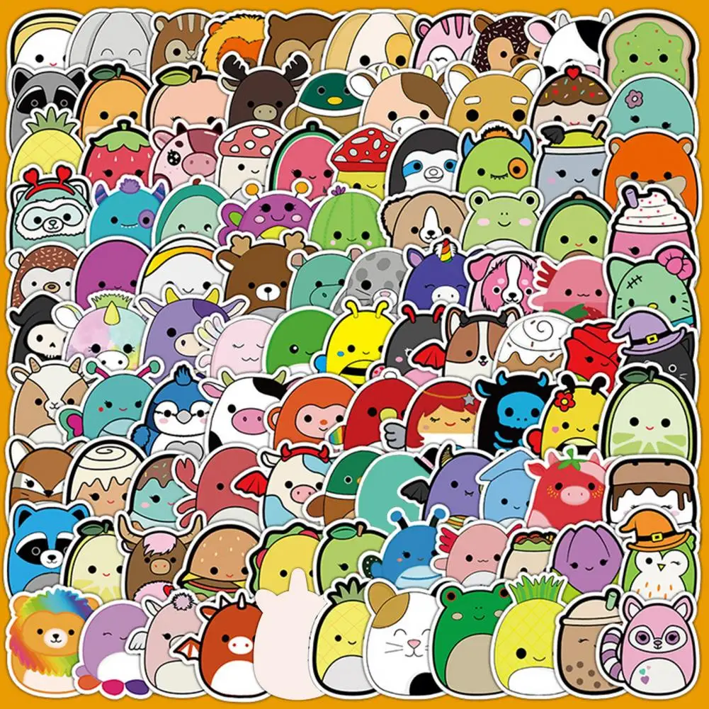 สติกเกอร์กราฟฟิตี100ชิ้นสติกเกอร์รูปสัตว์น่ารักกันน้ำขวดน้ำสติกเกอร์แล็ปท็อปชุดสติกเกอร์สัตว์สติกเกอร์เครื่องเขียน