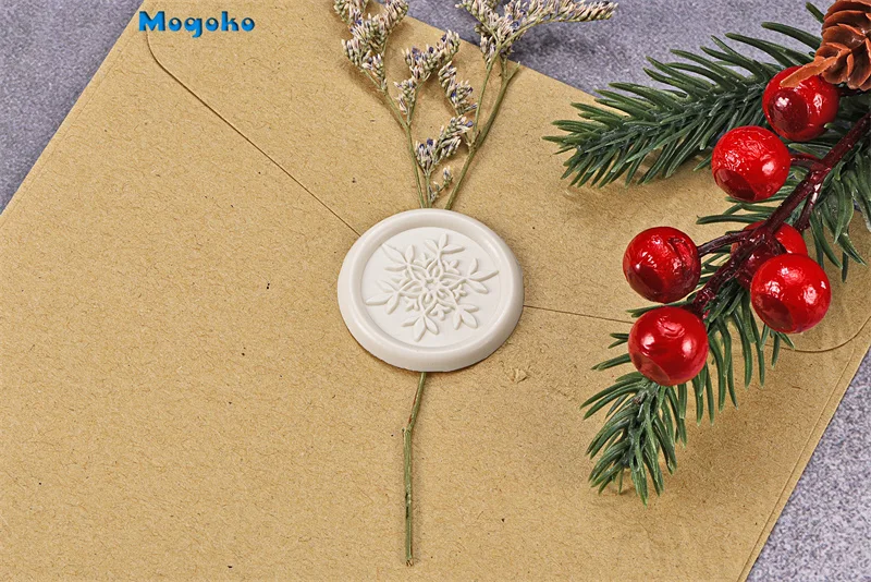 Mogoko pegatinas de sello de cera de copo de nieve de Feliz Navidad, sellos de tarjeta de invitación de sobre, pegatina de cera autoadhesiva para fiesta de navidad