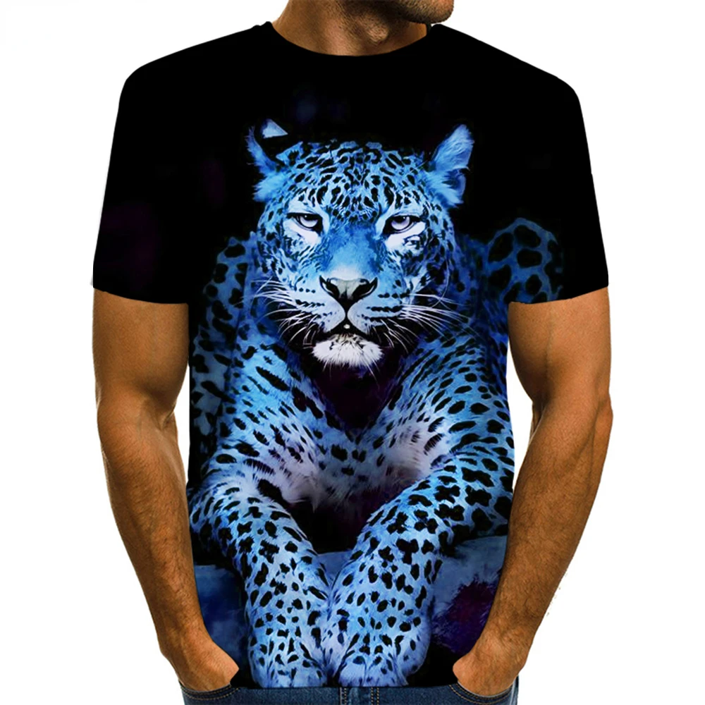 Men\'s Animal T-Shirt 3D Printed Leopard Print Men\'s Summer Animal Graphic Beast Graphic Ladies/Men Novelty Hip Hop Streetwear To