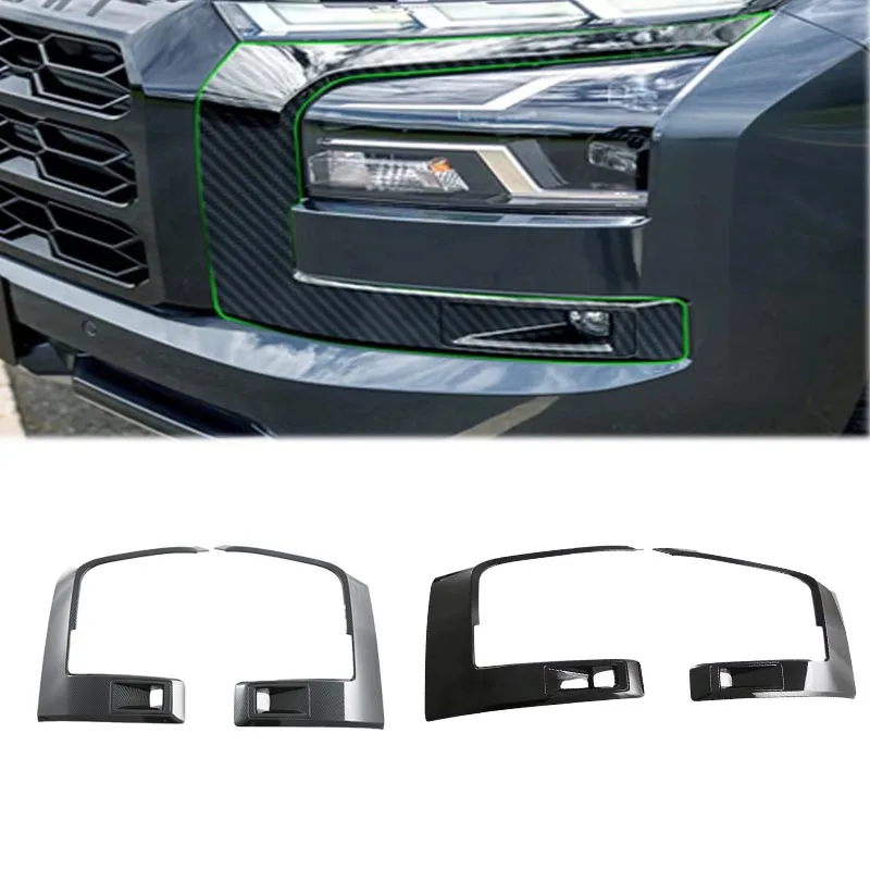 For Mitsubishi Triton L200 2023 2024 ABS Carbon Headlight Eyelids Front Head Light Lamp Eyebrow Cover Trim exterior accessories