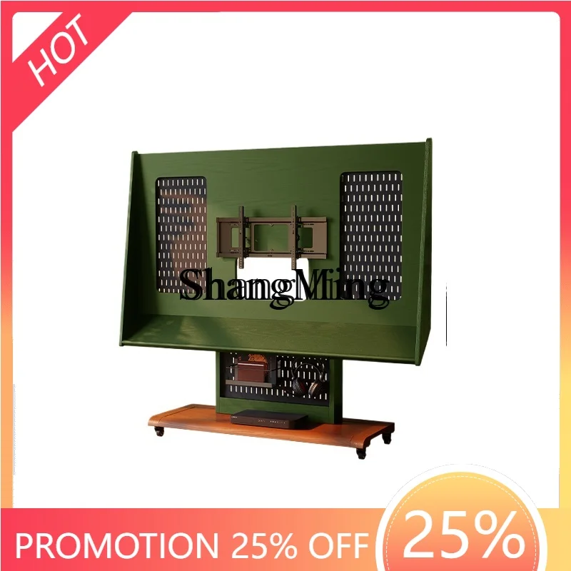 

ZYY household high value retro floor removable TV stand Internet celebrity base floor TV solid wood stand