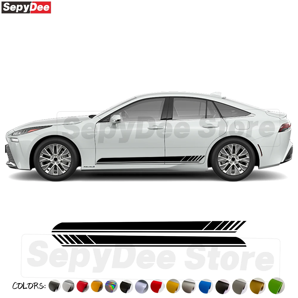 

2Pcs For Toyota Mirai Car Door Side Skirt Stickers Racing Sport Body Decor DIY Stripe Kits Vinyl Decal Car Tuning Accessories